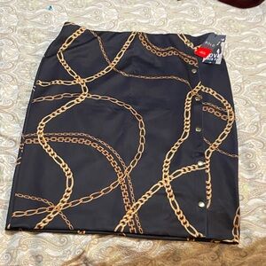 BOLD elements Black Skirt with Gold Chain Design